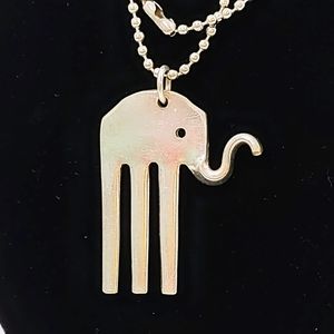 Necklace Silver Fork Elephant Handmade 17" Adjustable In Excellent Condition.